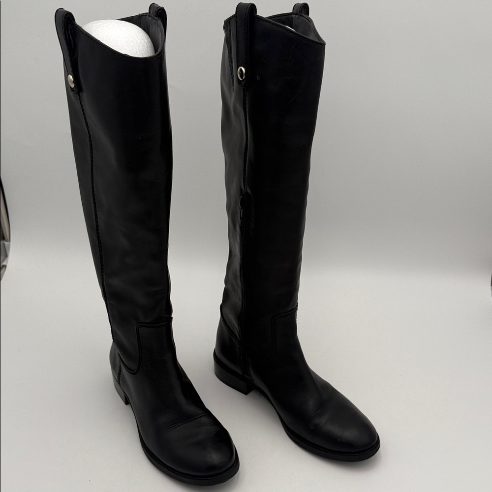 iNC fawne Black Women's riding calf Boots leather 7M casual  office fall winter